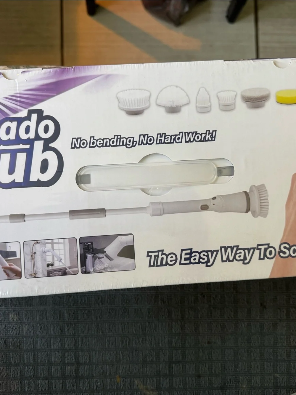 Tornado Scrub Cordless Power White Electric Bath Scrubber Long Handle Brush
